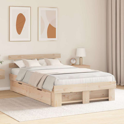 Sengestel med hovedgærde Brun 140 x 190 cm Massiv fyrretræ