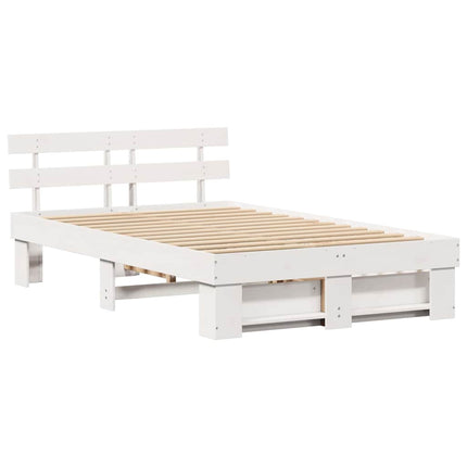 Sengestel med hovedgærde Hvid 140 x 190 cm Massiv fyrretræ