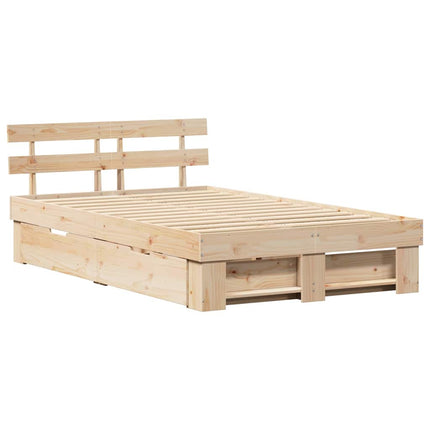 Sengestel med hovedgærde Brun 120 x 190 cm Massiv fyrretræ