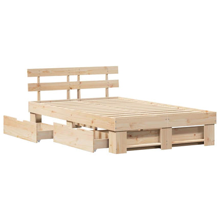 Sengestel med hovedgærde Brun 120 x 190 cm Massiv fyrretræ