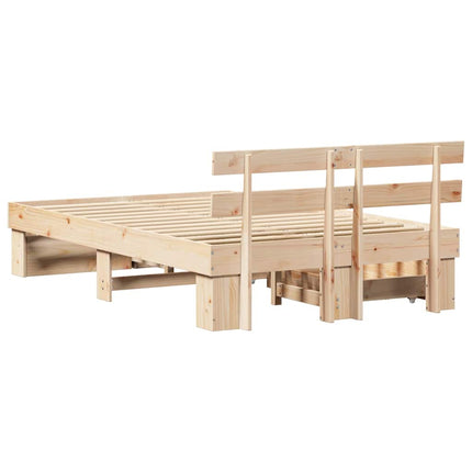 Sengestel med hovedgærde Brun 120 x 190 cm Massiv fyrretræ
