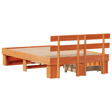 Sengestel med hovedgærde Voks brun 120 x 190 cm Massiv fyrretræ
