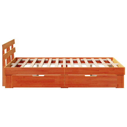 Sengestel med hovedgærde Voks brun 120 x 190 cm Massiv fyrretræ