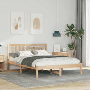 Sengestel med hovedgærde Brun 140 x 190 cm Massiv fyrretræ