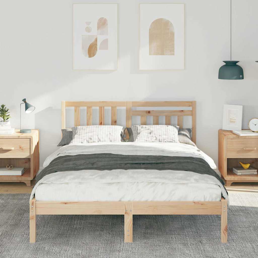 Sengestel med hovedgærde Brun 140 x 190 cm Massiv fyrretræ