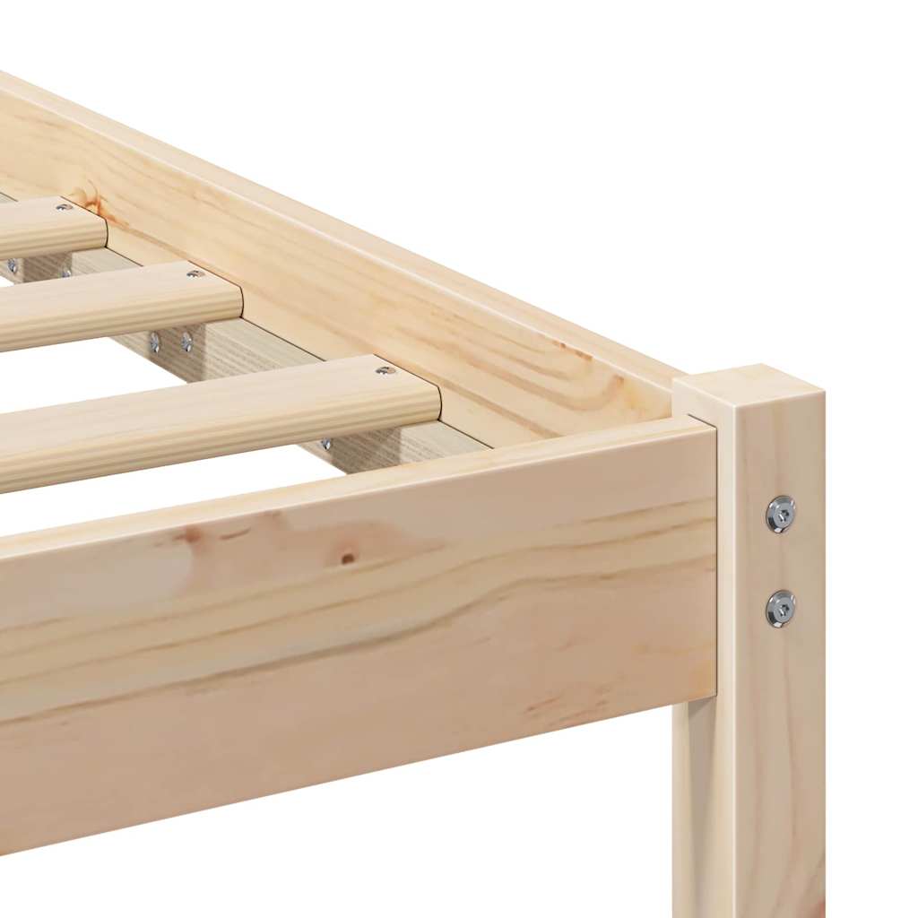 Sengestel med hovedgærde Brun 135 x 190 cm Massiv fyrretræ