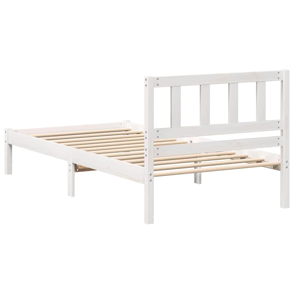 Sengestel med hovedgærde Hvid 80 x 200 cm Massiv fyrretræ