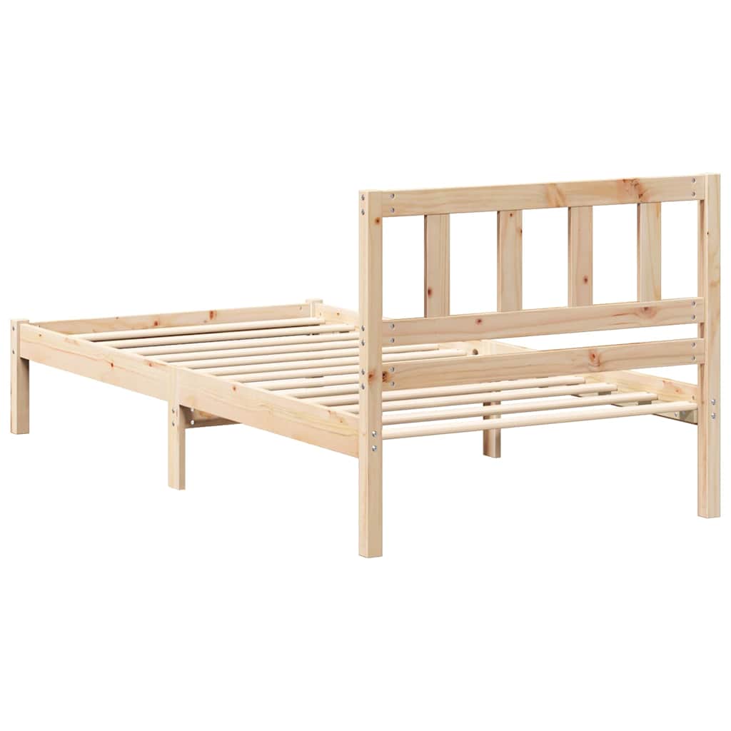 Sengestel med hovedgærde Brun 90 x 200 cm Massiv fyrretræ