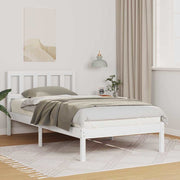 Sengestel med hovedgærde Hvid 90 x 200 cm Massiv fyrretræ