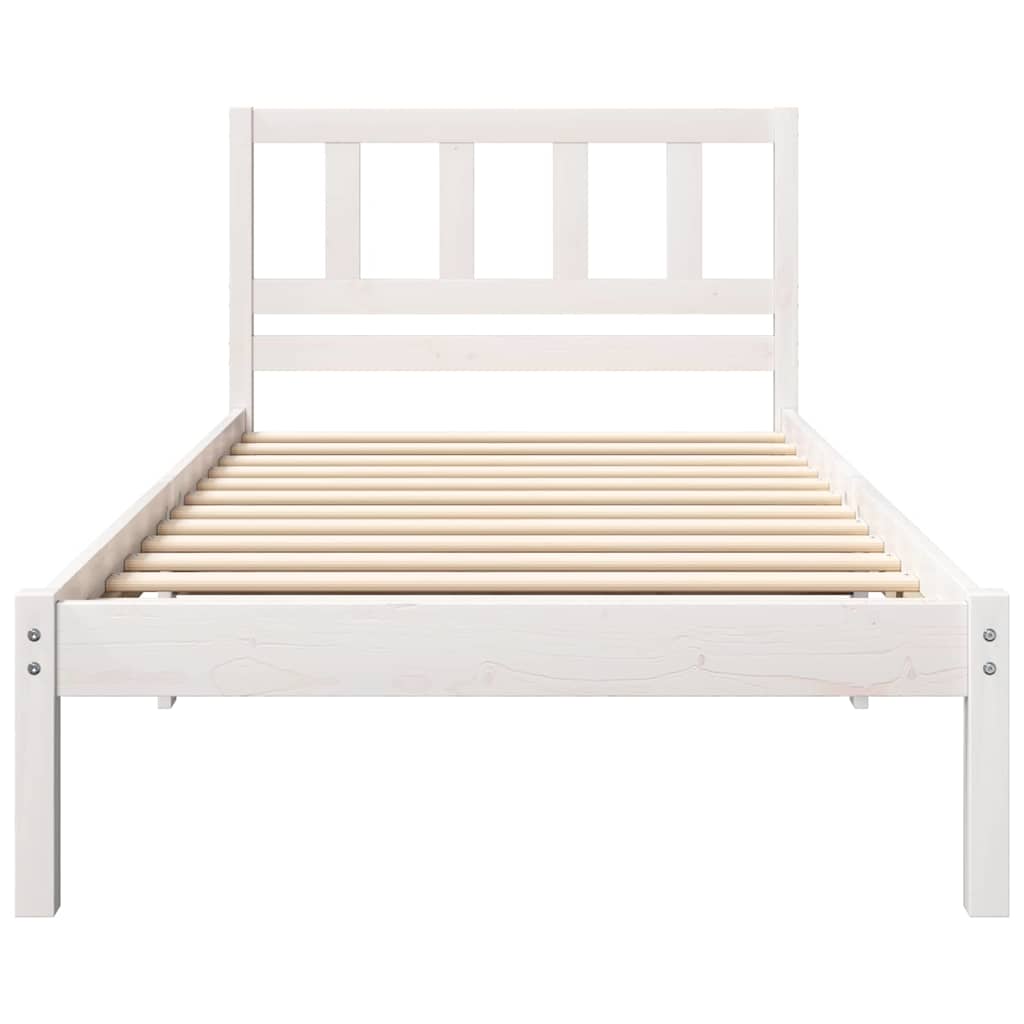 Sengestel med hovedgærde Hvid 90 x 200 cm Massiv fyrretræ