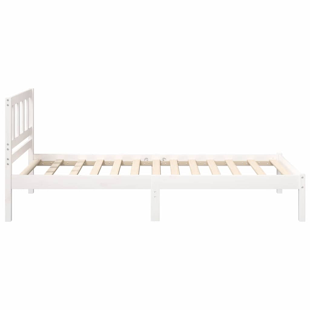 Sengestel med hovedgærde Hvid 90 x 200 cm Massiv fyrretræ