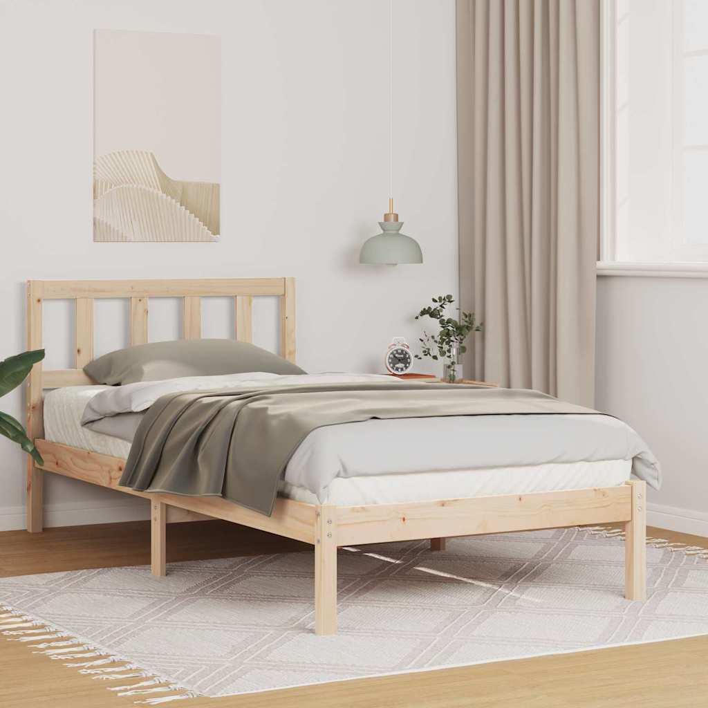 Sengestel med hovedgærde Brun 90 x 190 cm Massiv fyrretræ