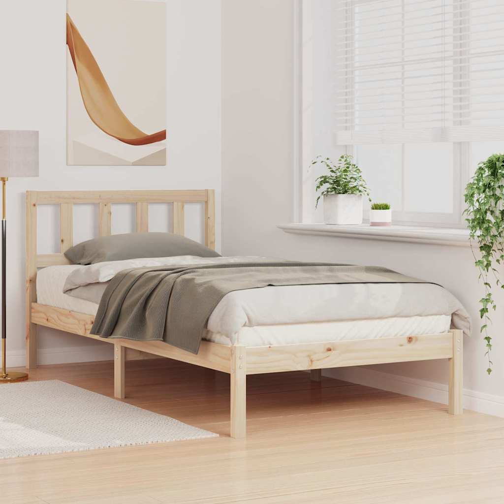 Sengestel med hovedgærde Brun 90 x 190 cm Massiv fyrretræ