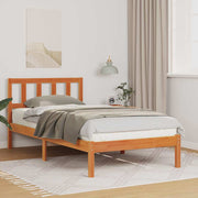 Sengestel med hovedgærde Voks brun 90 x 190 cm Massiv fyrretræ