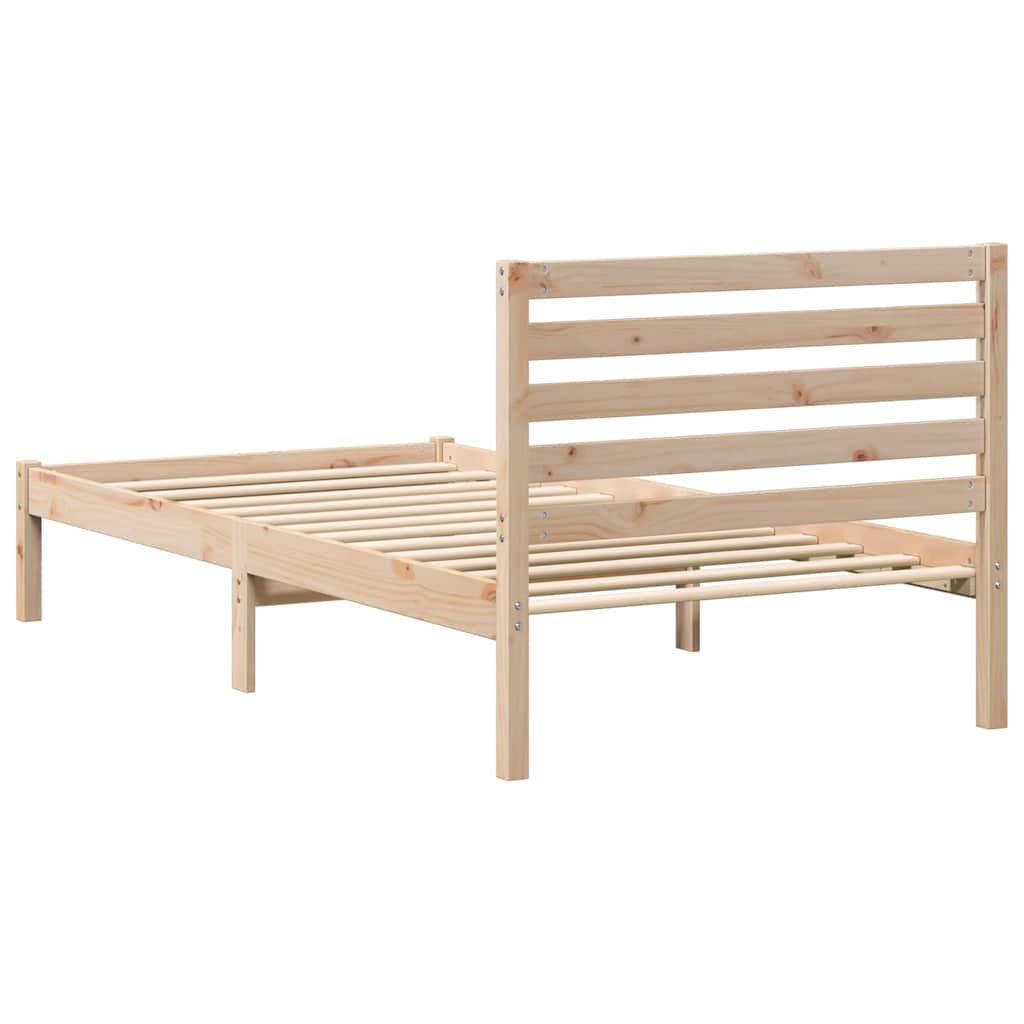 Sengestel med hovedgærde Brun 90 x 200 cm Massiv fyrretræ