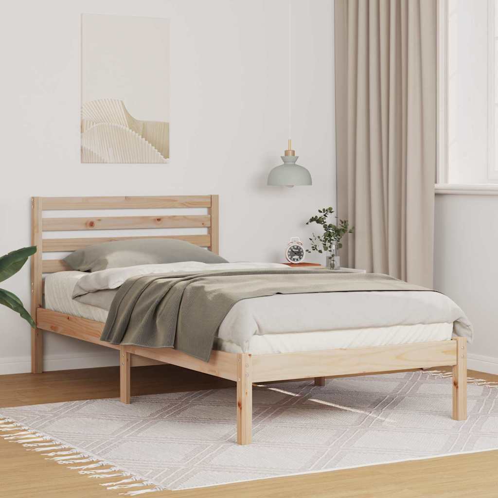 Sengestel med hovedgærde Brun 90 x 190 cm Massiv fyrretræ