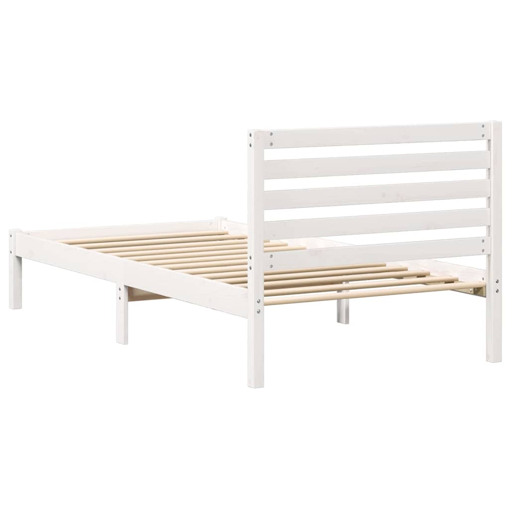 Sengestel med hovedgærde Hvid 75 x 190 cm Massiv fyrretræ