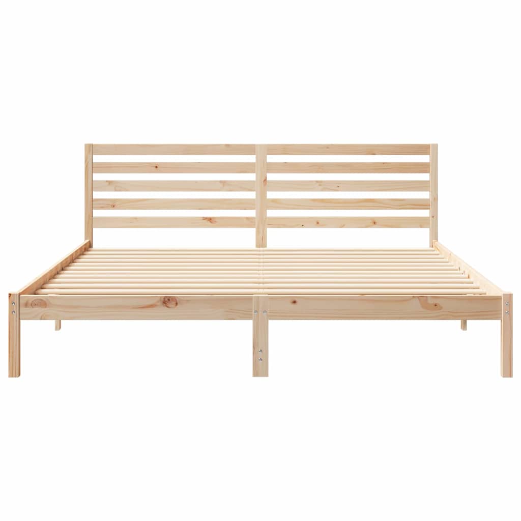 Sengestel med hovedgærde Brun 200 x 200 cm Massiv fyrretræ