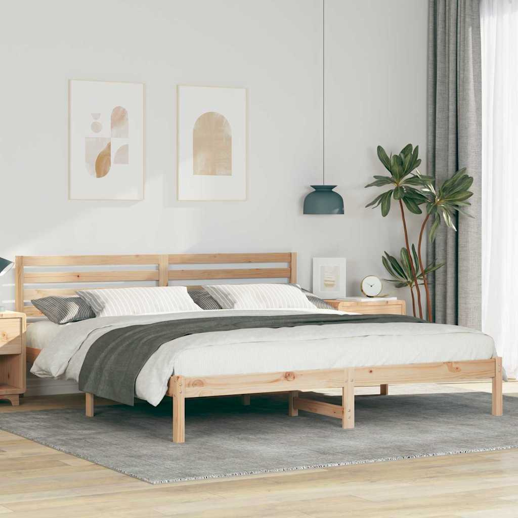 Sengestel med hovedgærde Brun 180 x 200 cm Massiv fyrretræ