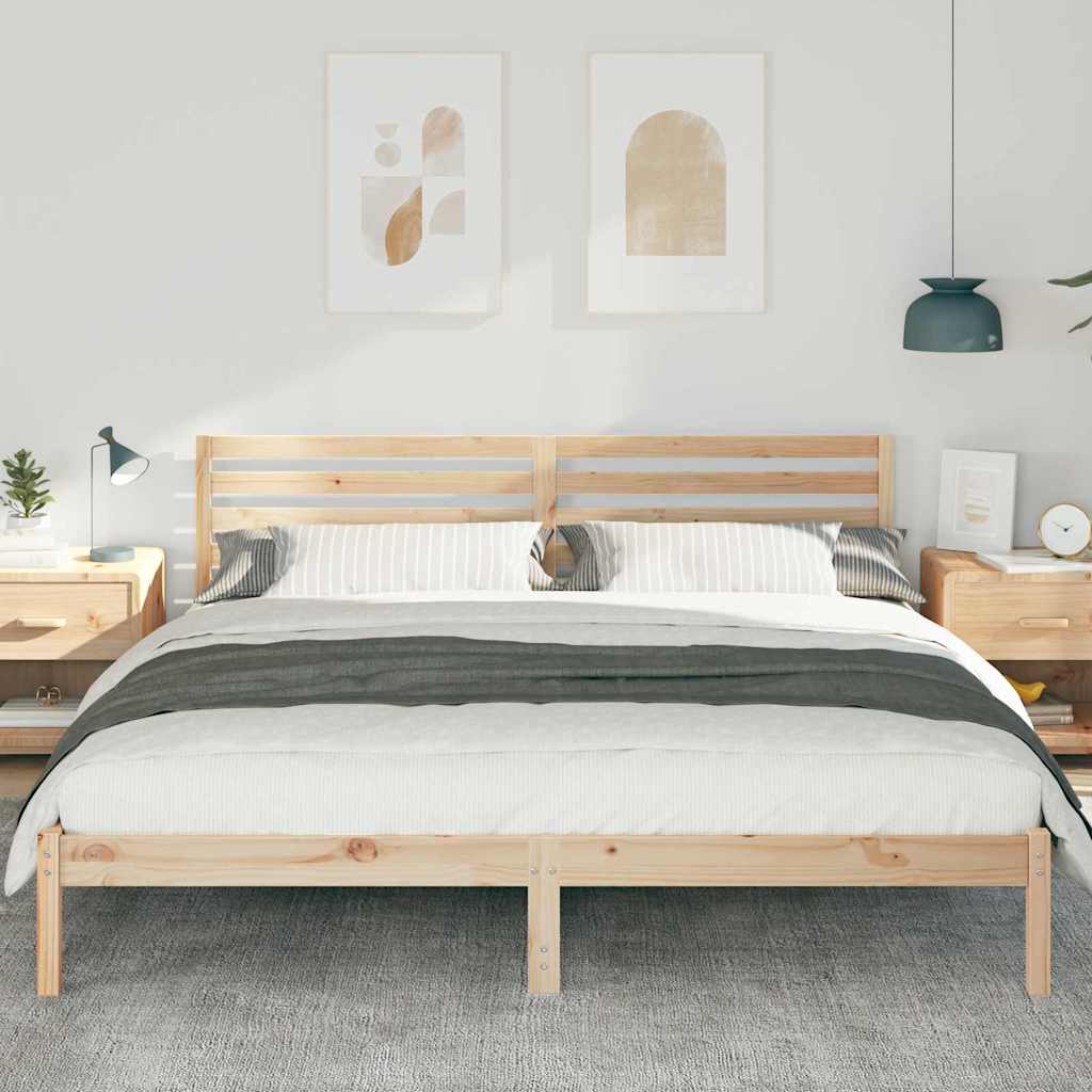 Sengestel med hovedgærde Brun 180 x 200 cm Massiv fyrretræ