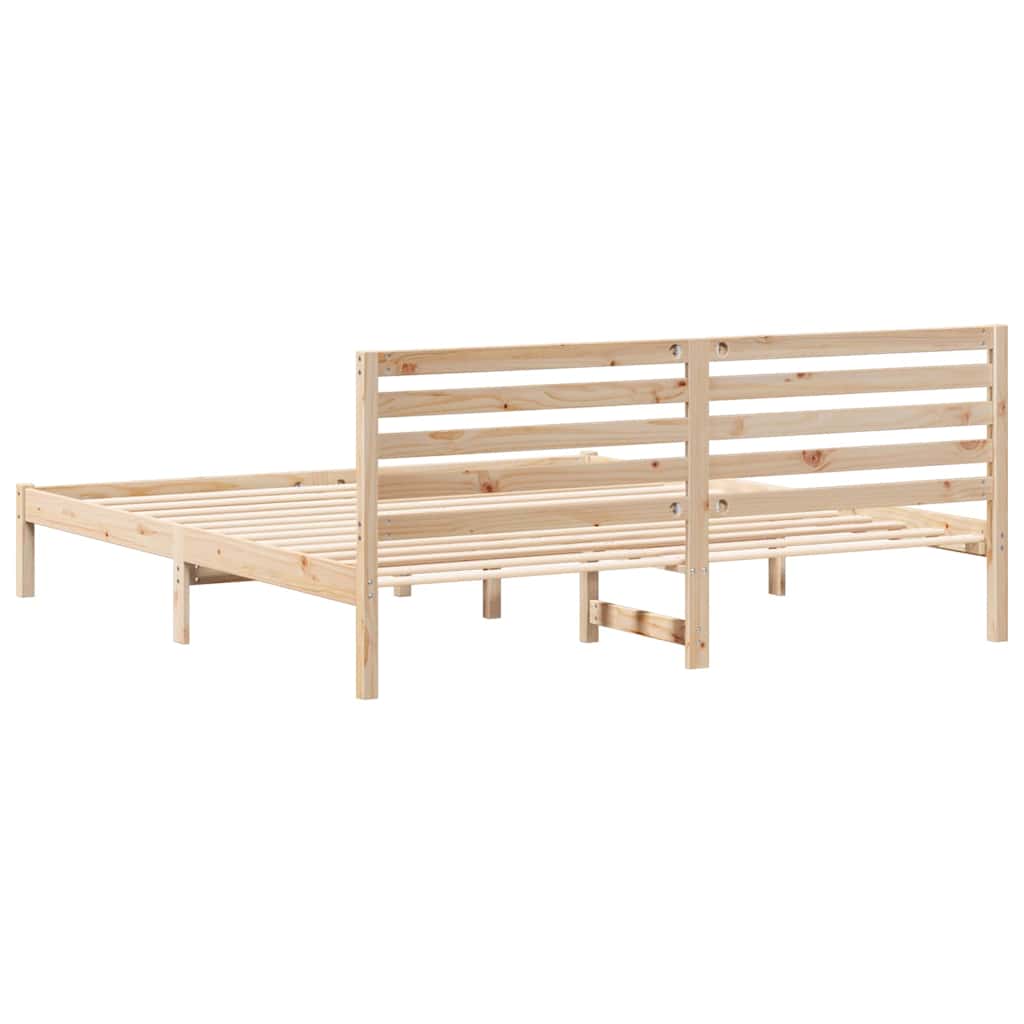 Sengestel med hovedgærde Brun 180 x 200 cm Massiv fyrretræ