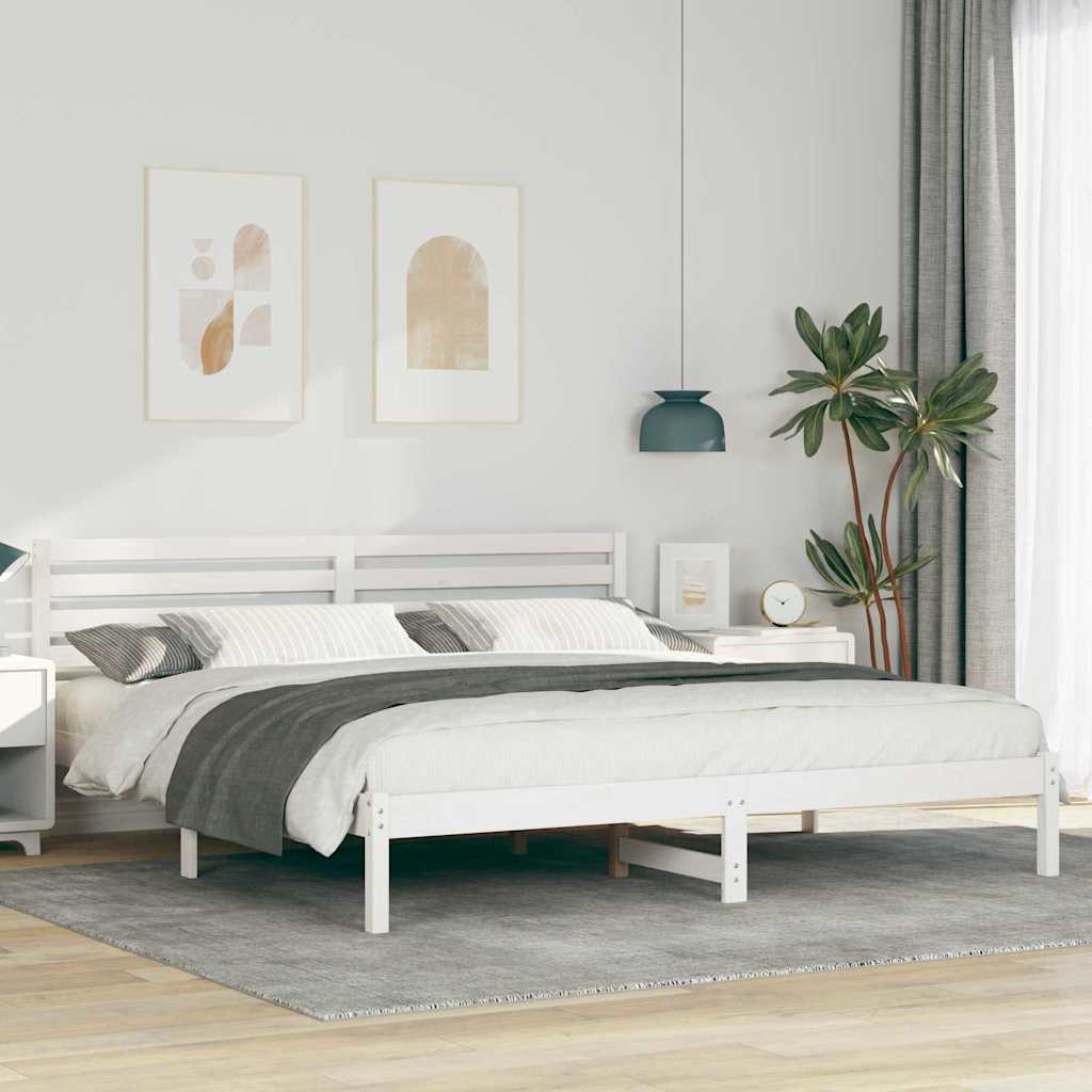 Sengestel med hovedgærde Hvid 180 x 200 cm Massiv fyrretræ