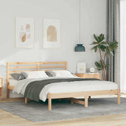 Sengestel med hovedgærde Brun 150 x 200 cm Massiv fyrretræ