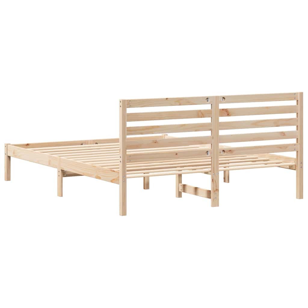 Sengestel med hovedgærde Brun 150 x 200 cm Massiv fyrretræ