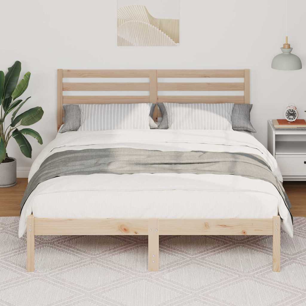 Sengestel med hovedgærde Brun 120 x 200 cm Massiv fyrretræ