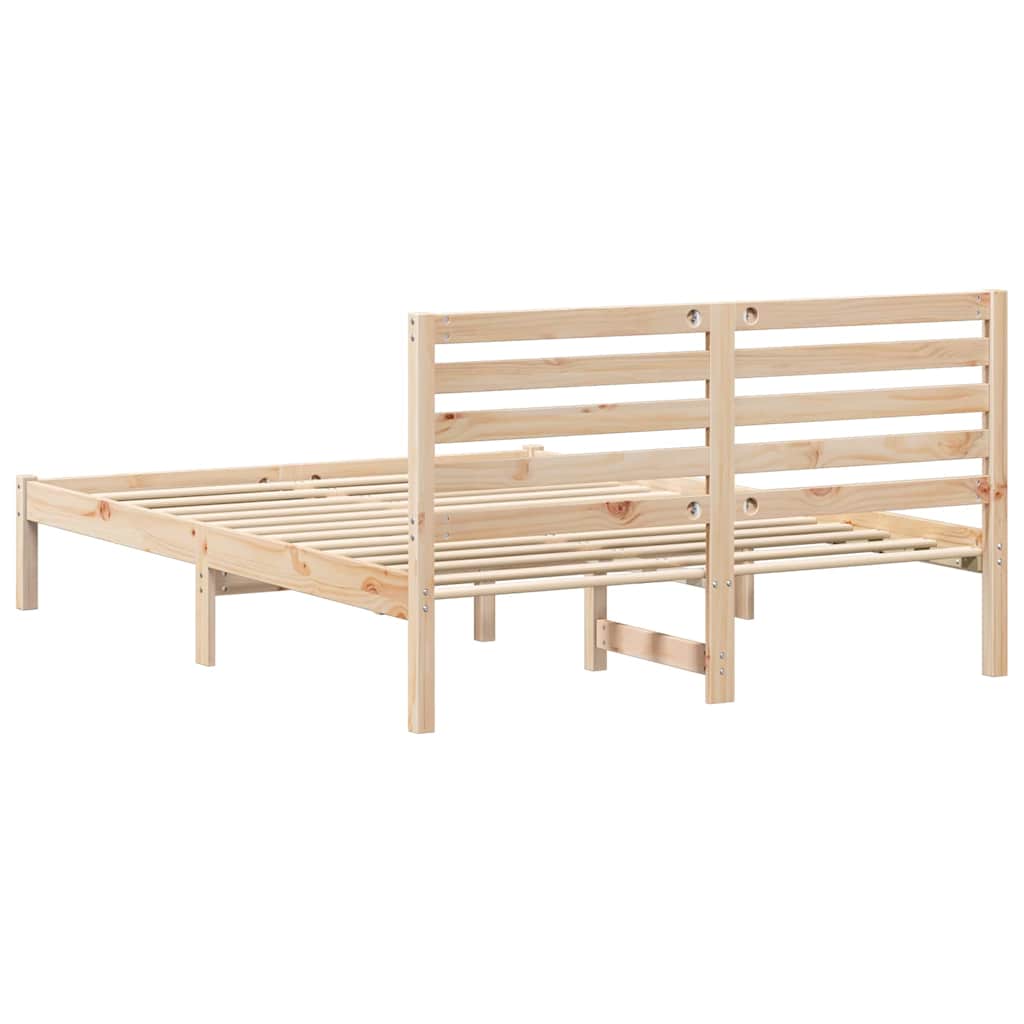 Sengestel med hovedgærde Brun 120 x 200 cm Massiv fyrretræ