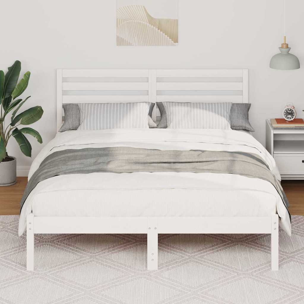 Sengestel med hovedgærde Hvid 120 x 200 cm Massiv fyrretræ