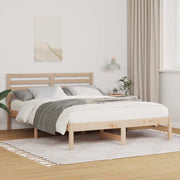 Sengestel med hovedgærde Brun 140 x 190 cm Massiv fyrretræ