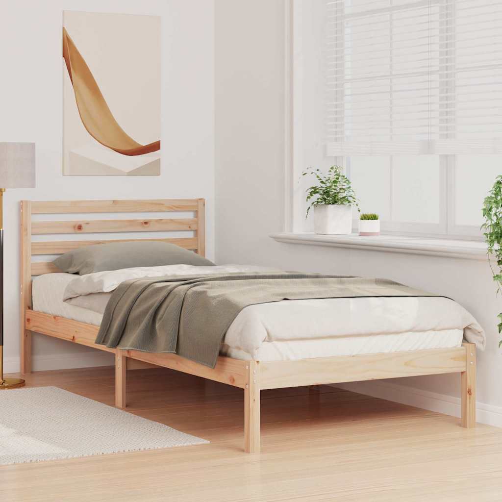 Sengestel med hovedgærde Brun 90 x 210 cm Massiv fyrretræ