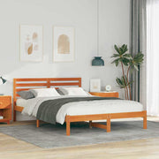Sengestel med hovedgærde Voks brun 140 x 210 cm Massiv fyrretræ