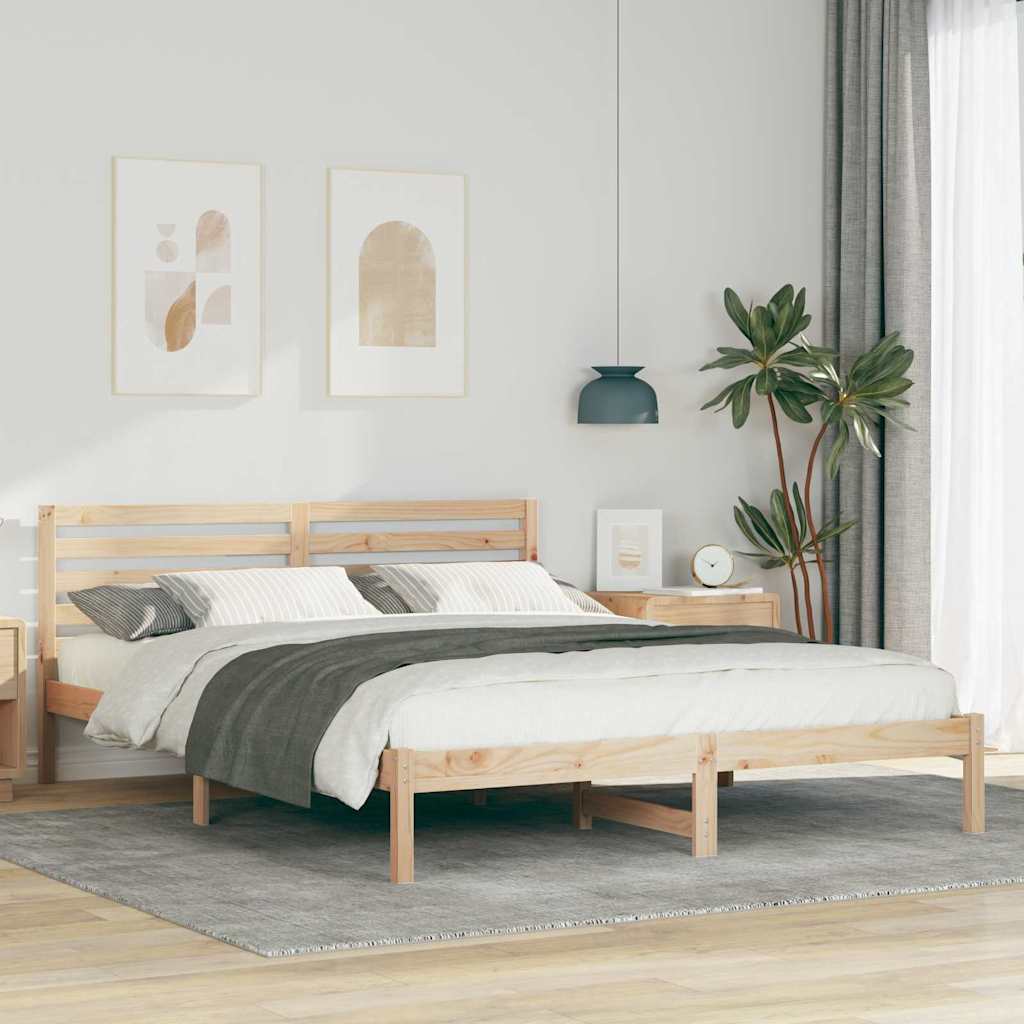 Sengestel med hovedgærde Brun 160 x 210 cm Massiv fyrretræ