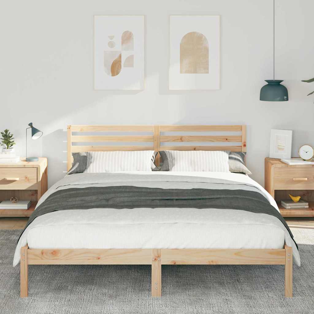 Sengestel med hovedgærde Brun 160 x 210 cm Massiv fyrretræ
