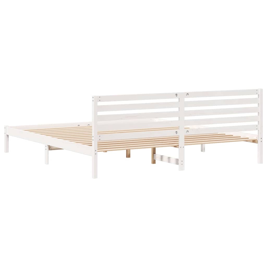 Sengestel med hovedgærde Hvid 180 x 210 cm Massiv fyrretræ