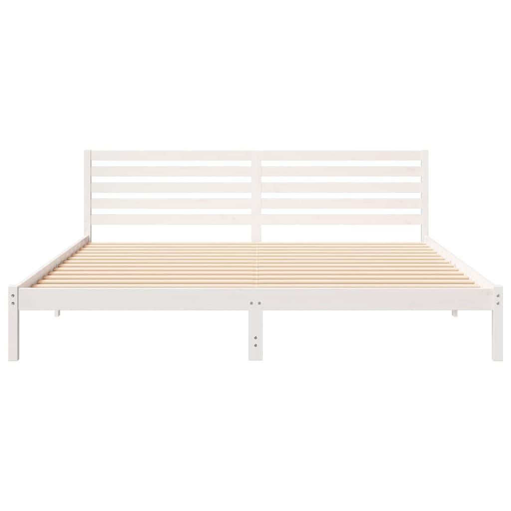 Sengestel med hovedgærde Hvid 180 x 210 cm Massiv fyrretræ
