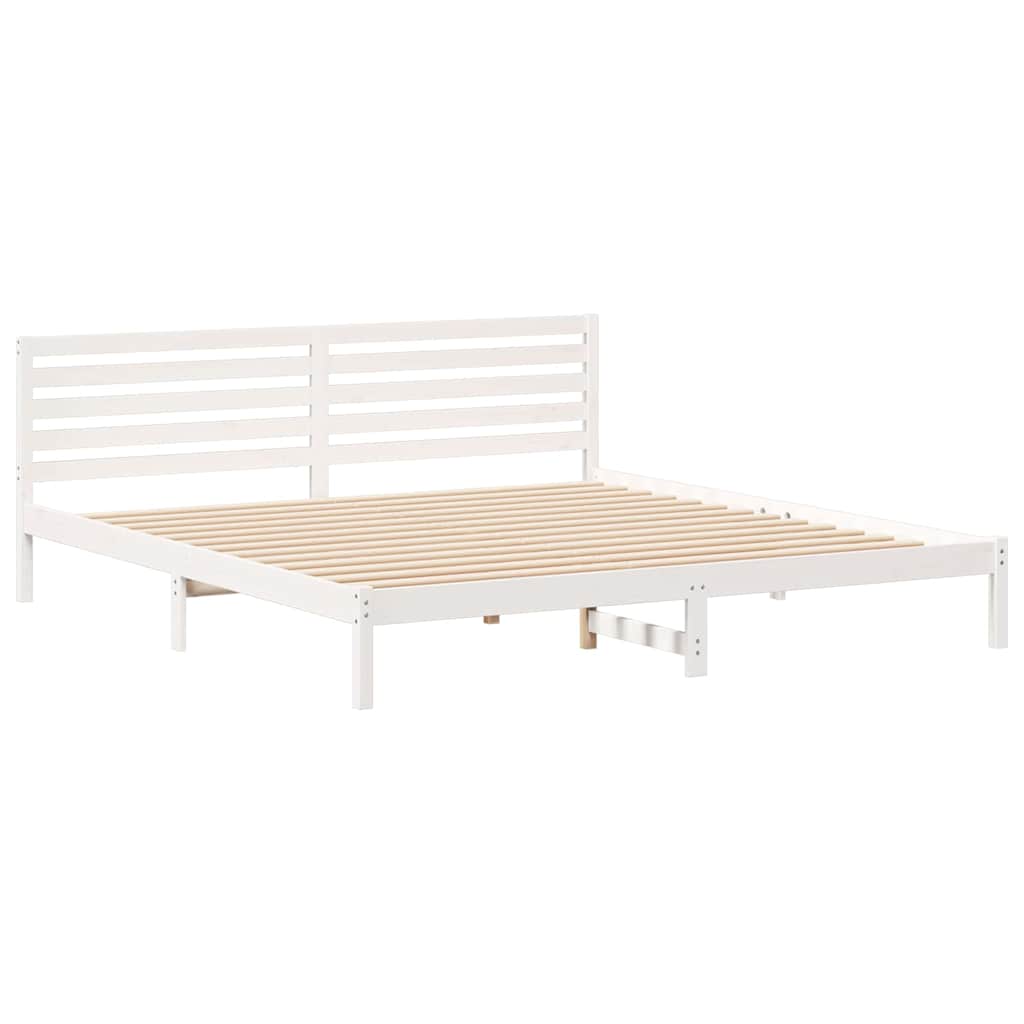 Sengestel med hovedgærde Hvid 200 x 210 cm Massiv fyrretræ