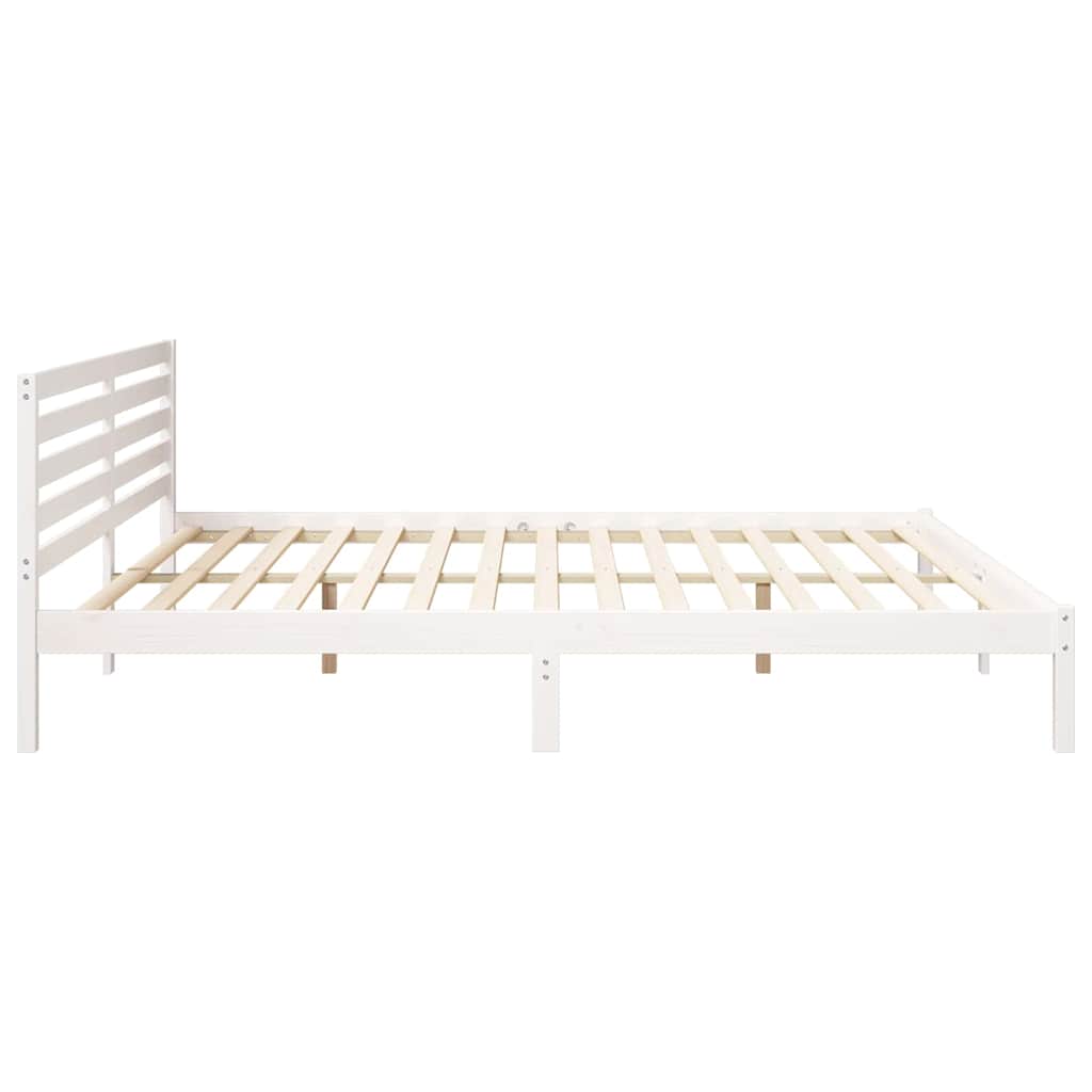 Sengestel med hovedgærde Hvid 200 x 210 cm Massiv fyrretræ