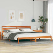 Sengestel med hovedgærde Voks brun 200 x 210 cm Massiv fyrretræ