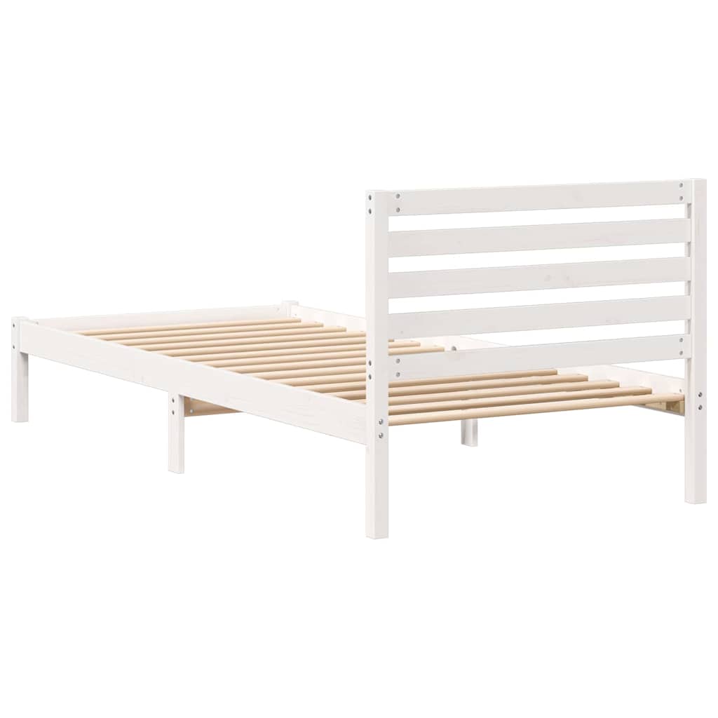 Sengestel med hovedgærde Hvid 90 x 220 cm Massiv fyrretræ