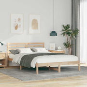 Sengestel med hovedgærde Brun 140 x 220 cm Massiv fyrretræ