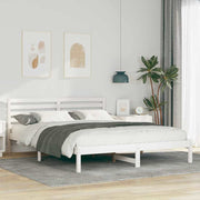 Sengestel med hovedgærde Hvid 160 x 220 cm Massiv fyrretræ