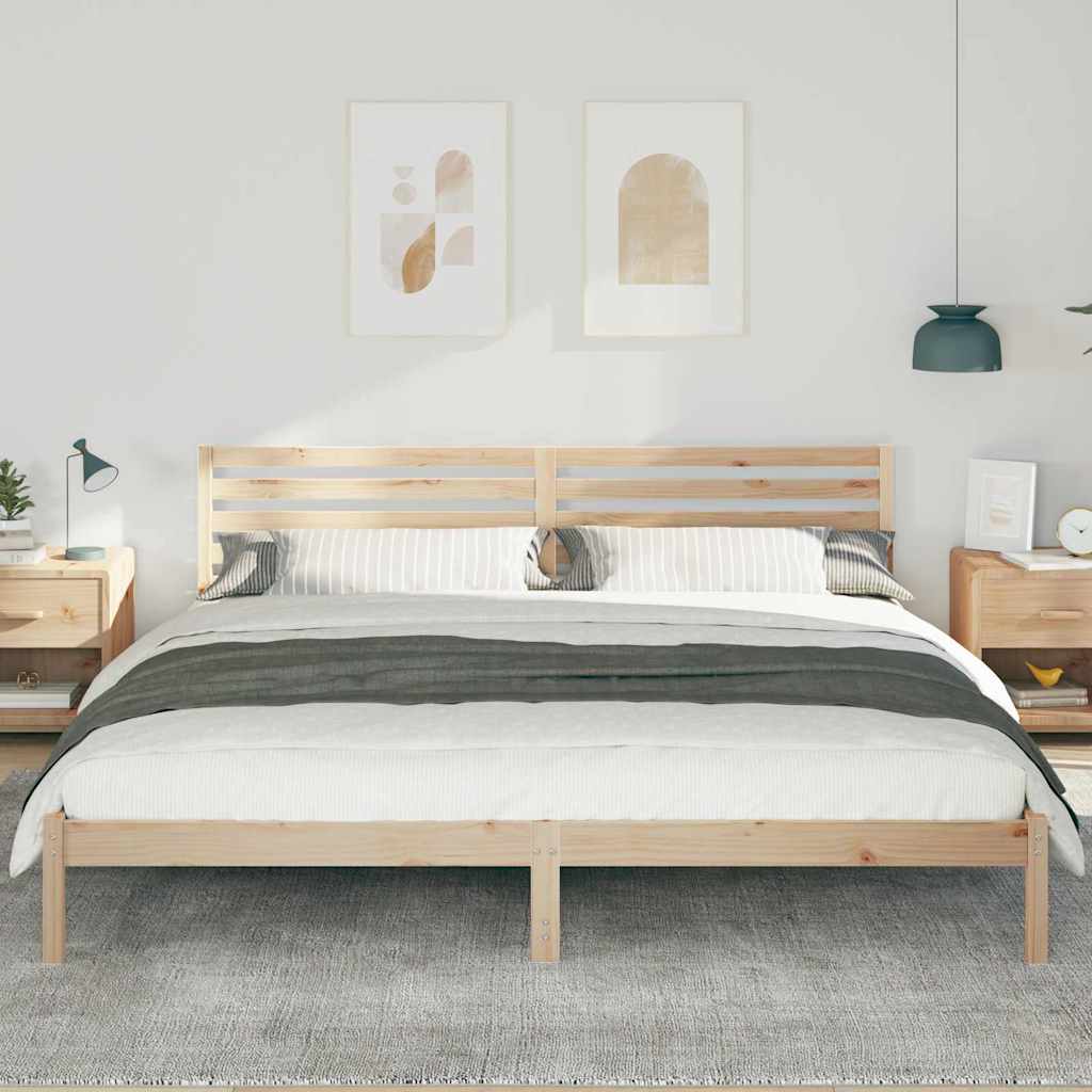 Sengestel med hovedgærde Brun 200 x 220 cm Massiv fyrretræ