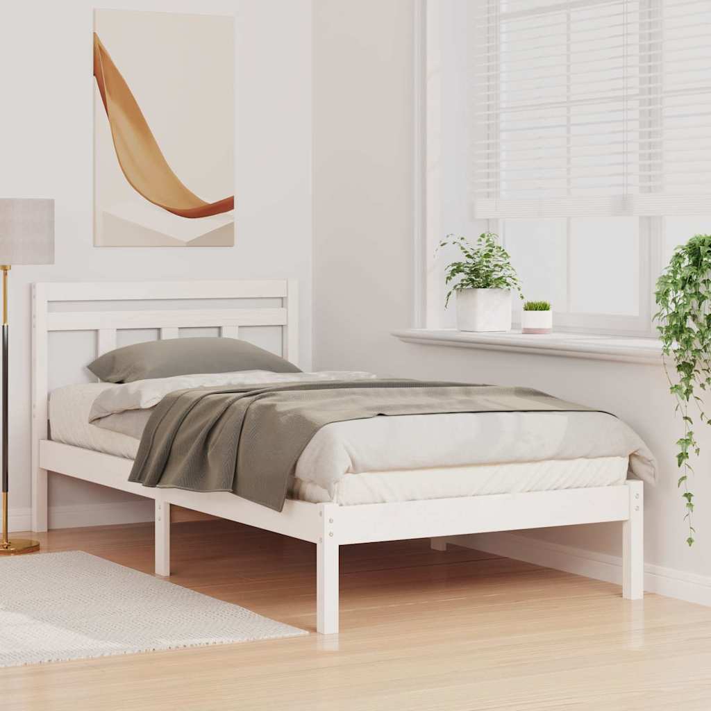Sengestel Hvid 75 x 190 cm Massiv fyrretræ