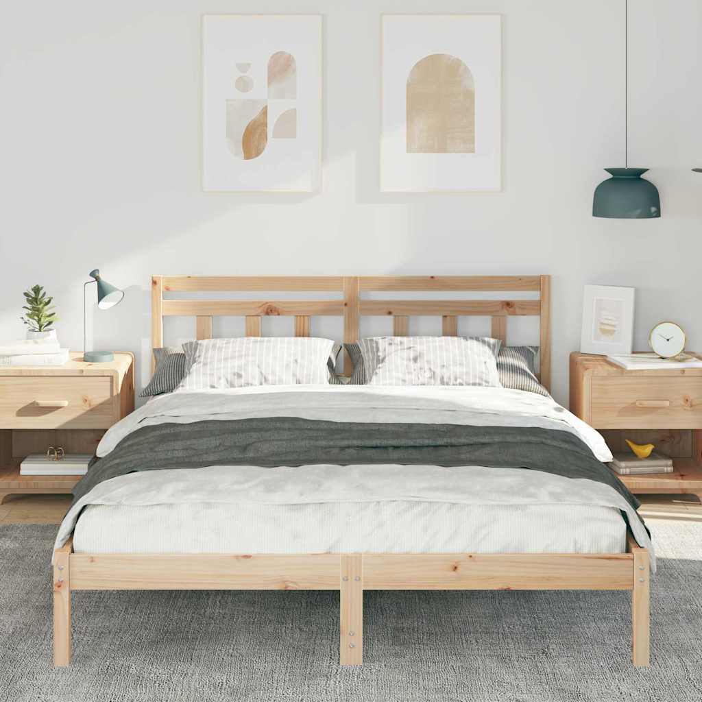 Sengestel Brun 140 x 200 cm Massiv fyrretræ