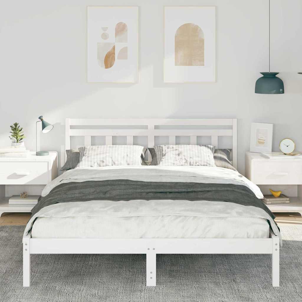 Sengestel Hvid 140 x 200 cm Massiv fyrretræ