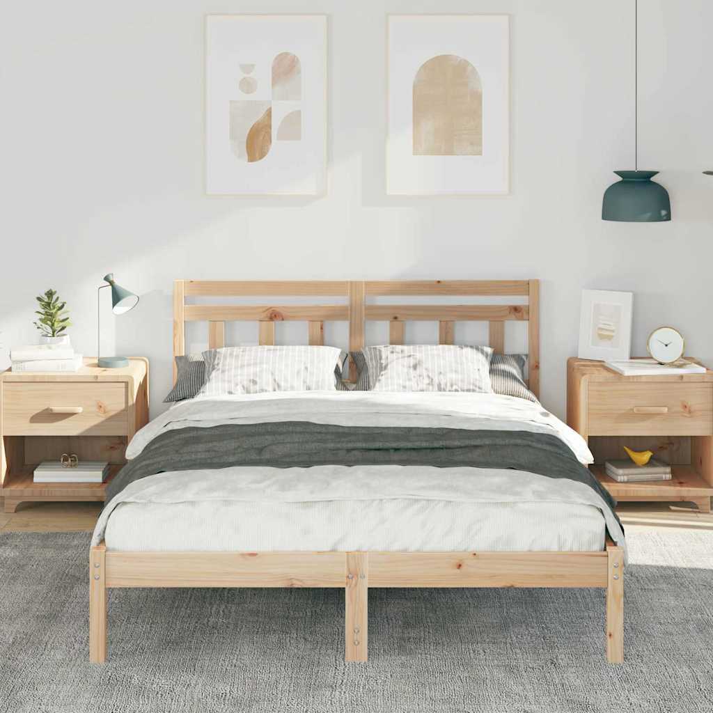 Sengestel Brun 140 x 190 cm Massiv fyrretræ