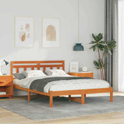 Sengestel Brun 140 x 190 cm Massiv fyrretræ